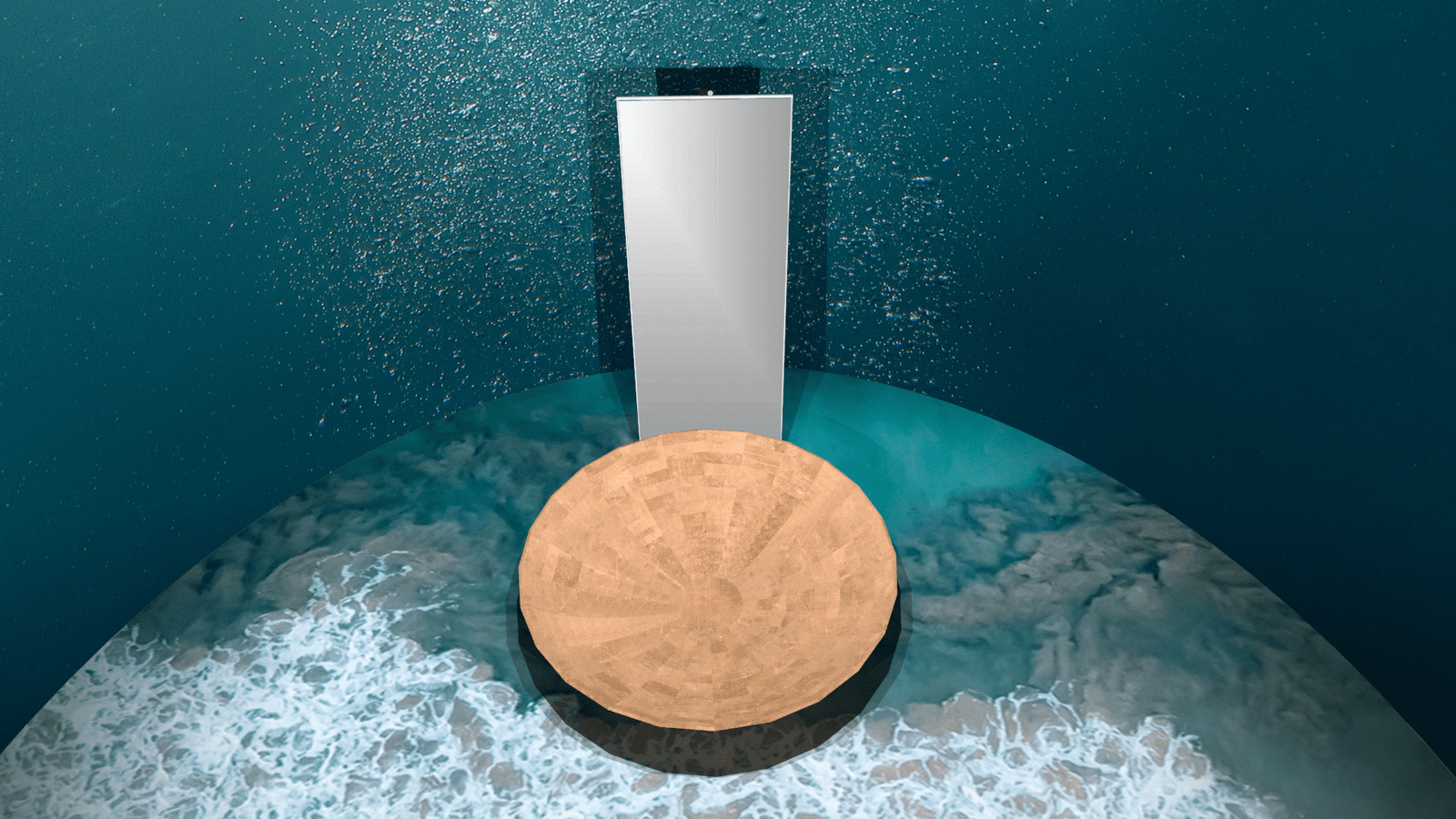 vista dall'alto sull'area sacra con dettaglio sul bacile